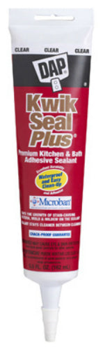 DAP 18546 Adhesive Sealant, Clear, 24 hr Curing, -20 to 180 deg F, 5.5 oz Tube