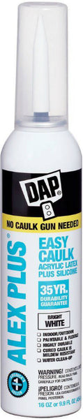 Dap 18736 Alex Plus Easy Caulk Acrylic Latex Caulk Plus Silicone, 16 Oz, White