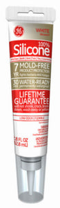 GE GE281 Silicone II Kitchen & Bath Caulk, White, 2.8 Oz