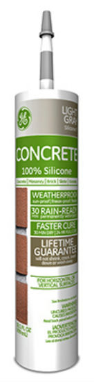 GE GE5020 Silicone II Concrete Caulk, Light Gray, 10.1 Oz