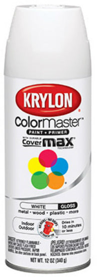 Krylon® K05150102 ColorMaster™ Spray Enamel Gloss Paint, 12 Oz, White