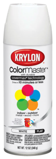 Krylon® K05150202 Colormaster Spray Enamel Paint & Primer, 12 Oz, Flat White