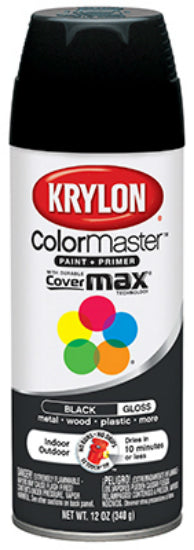 Krylon® K05160102 Colormaster™ Spray Enamel Paint & Primer, 12 Oz, Gloss Black