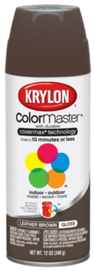 Krylon® K05250102 ColorMaster™ Spray Enamel Paint & Primer, 12 Oz, Leather Brown