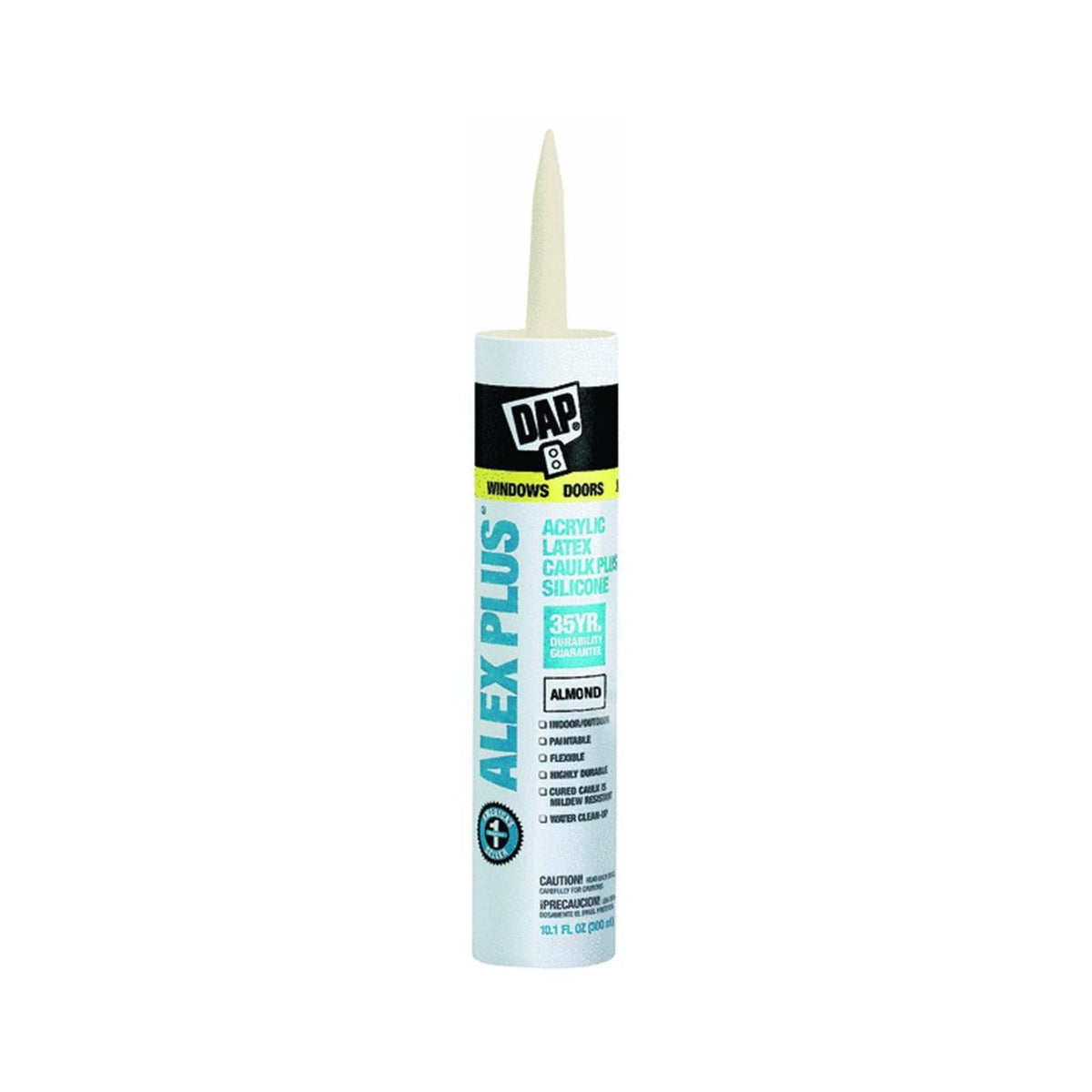 Dap® 18130 Alex Plus® Acrylic Latex Caulk Plus Silicone, 10.1 Oz, Almond