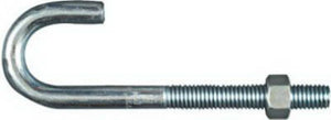 National Hardware® N232-975 Steel J-Bolt with Hex Nut, 1/2" x 6", Zinc Plated