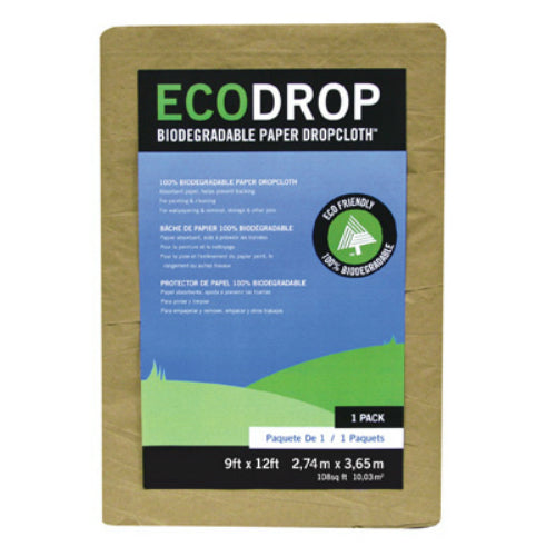 Trimaco 02101 EcoDrop™ Biodegradable Paper Dropcloth, 9' x 12', Tan