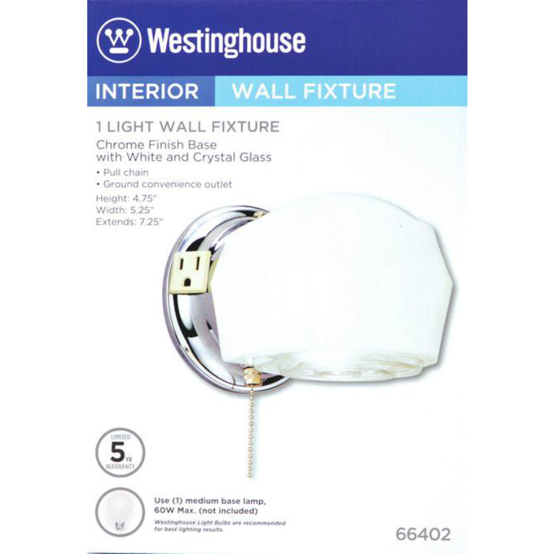 Westinghouse 66402 One-Light Interior Wall Fixture, Chrome Finish