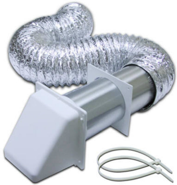 Lambro 1373W UL 2158A Transition Duct Preferred Hood Vent Kit, White, 4" x 5'