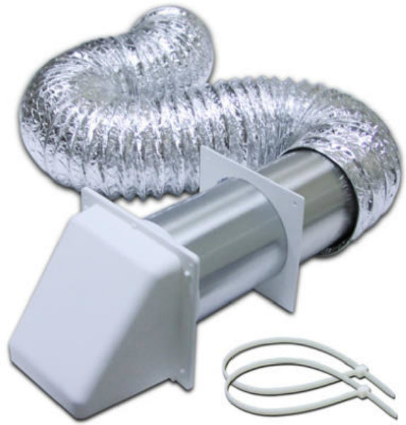 Lambro 1373W UL 2158A Transition Duct Preferred Hood Vent Kit, White, 4" x 5'