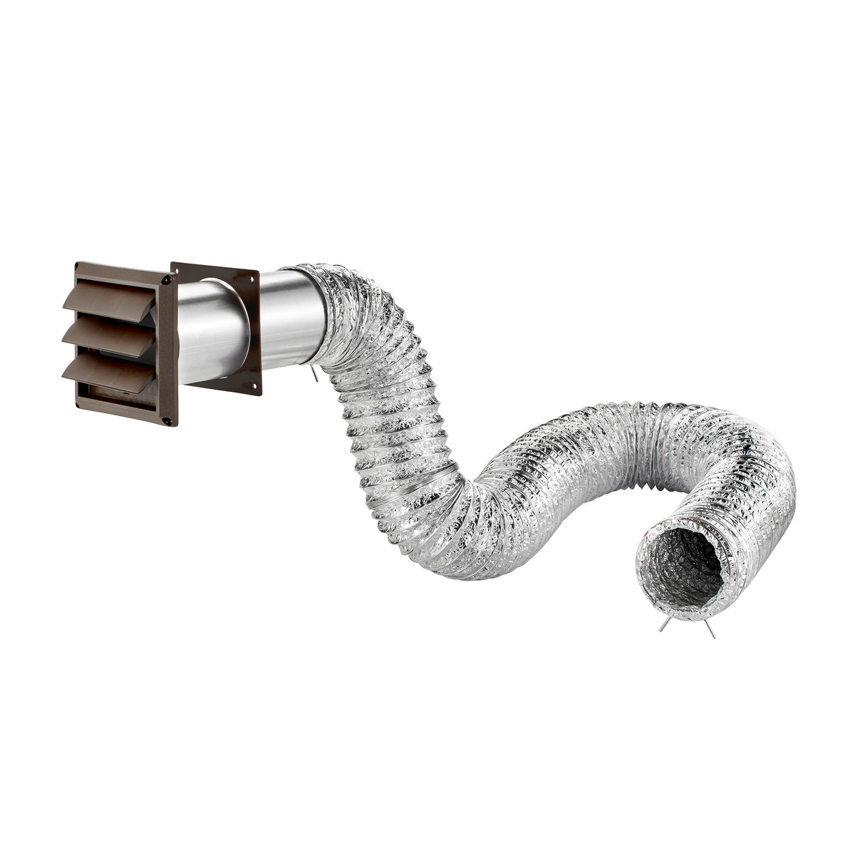 Lambro 1379B Louvered Hood Vent Kit w/ UL 2158A Transition Duct, Brown, 4"x8'