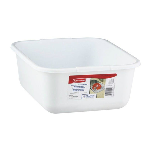 Rubbermaid 2951-AR-WHT Microban Plastic Rectangular Dishpan, White, 11.5 Qt