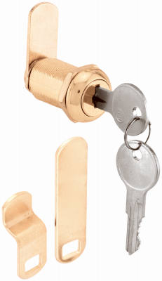 Slide-Co CCEP-9946KA Drawer/Cabinet Lock, Keyed Alike, 1-1/8", Brass Finish