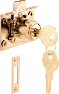 Slide-Co U-10665 Drawer and Cabinet Door Spring Latch, 7/8", Brass Plated