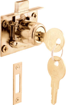 Slide-Co U-10666 Drawer and Cabinet Lock, 7/8", Brass Plated