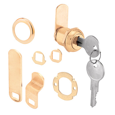 Slide-Co U-9942 Brass Drawer/Cabinet Lock, 5/8", Brass Finish