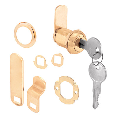 Slide-Co U-9944 Brass Drawer/Cabinet Lock, 7/8", Brass Finish