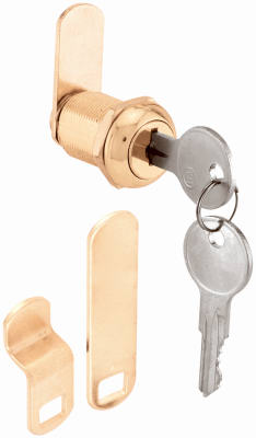 Slide-Co U-9944 Brass Drawer/Cabinet Lock, 7/8", Brass Finish