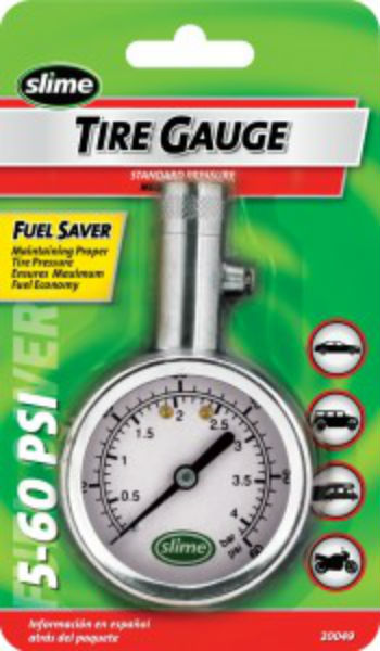 Slime® 20049 Standard Tire Pressure Gauge with Bleeder Valve, 5-60 PSI
