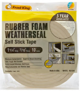 Frost King R516WH High Density Foam Tape, 1-1/4" x 7/16" x 10', White