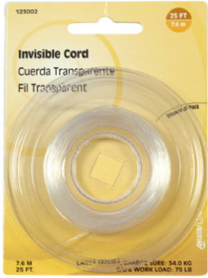 Hillman 123002 Invisible Nylon Picture Hanging Cord, 25'  ,15 lb