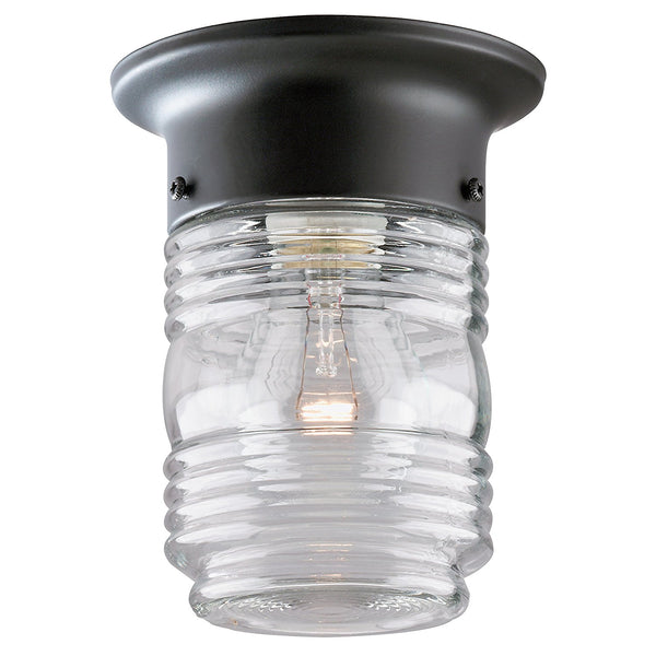 Westinghouse 66919 One-Light Flush-Mount Jelly Jar Exterior Lantern, Matte Black