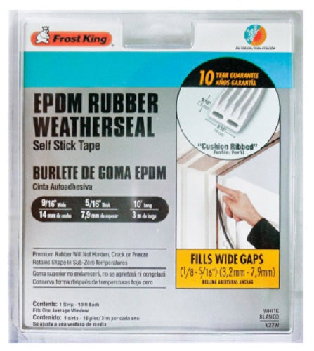 Frost King V27WA Extreme Weather Seal Self Stick Tape, 9/16" x 10', White