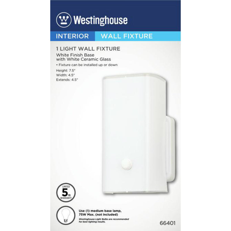 Westinghouse 66401 One-Light Interior Wall Fixture, White Finish