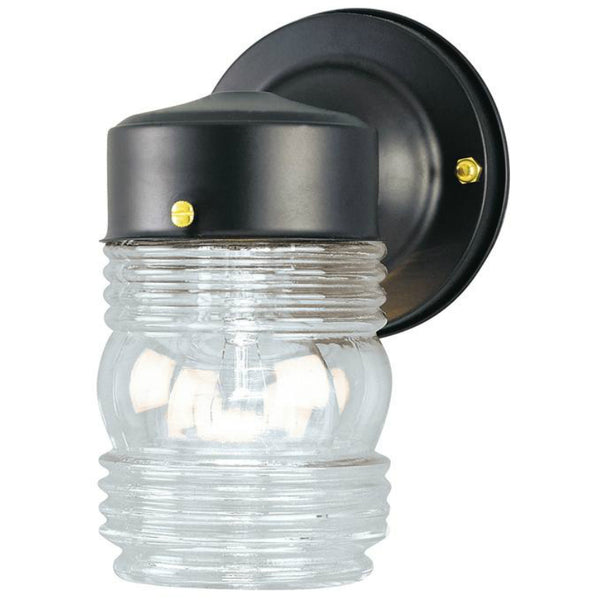 Westinghouse 66885 One-Light Jelly Jar Exterior Wall Lantern, Matte Black