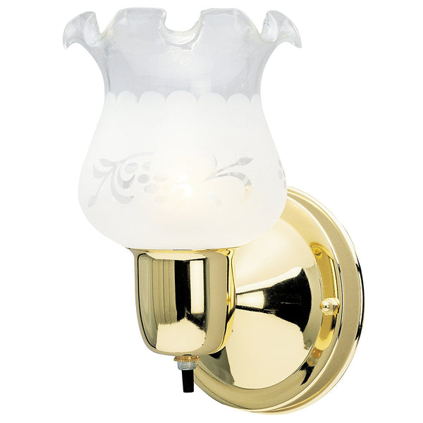 Westinghouse 66601 One-Light Wall Fixture with On/Off Switch, Polished Brass