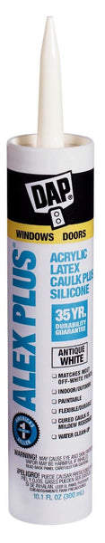 Dap® 18172 Alex Plus® Acrylic Latex Caulk Plus Silicone, 10.1 Oz, Antique White