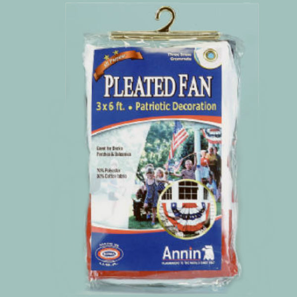Annin Flagmakers 483200R Polycotton Pleated Fan with 5 Stripes & Stars, 3' x 6'