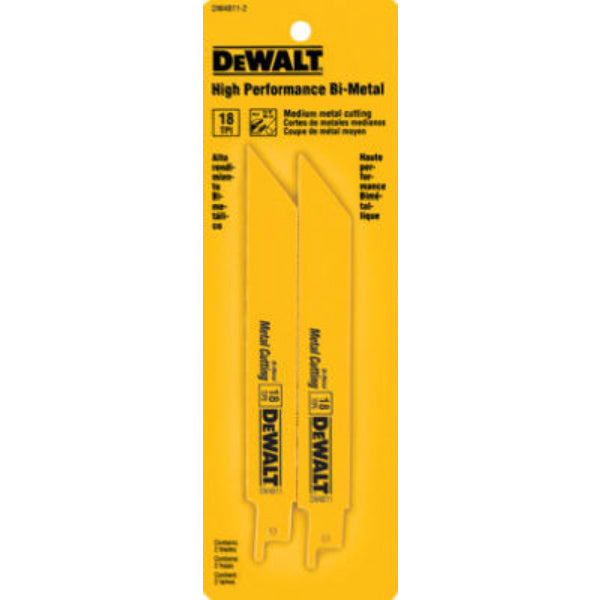 DeWalt® DW4802-2 Taper Back Bi-Metal Reciprocating Saw Blades, 6 TPI, 6", 2-Pack