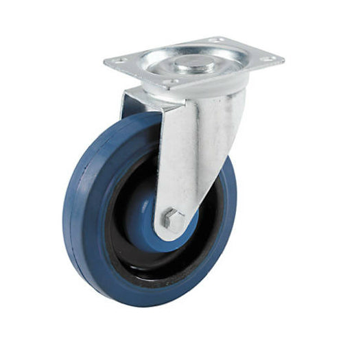 Shepherd Hardware 9260 Elastic Rubber Swivel Plate Caster, 4", Blue