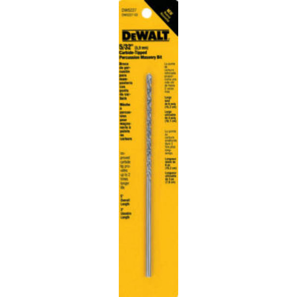 DeWalt® DW5227 Carbide Tipped Premium Percussion Masonry Drill Bit, 5/32" x 6"