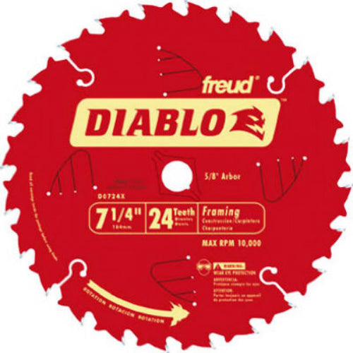 Diablo D0724X Framing/Demolition Saw Blade, 7-1/4" x 24 Tooth, 5/8" Arbor