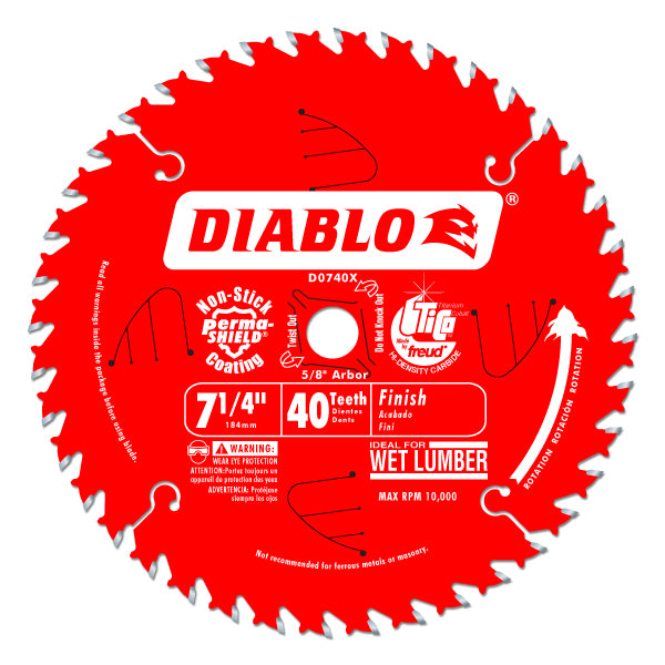 Diablo D0740X Finishing Blade, Red Perma Shield Coating, 7-1/4" x 40 Tooth