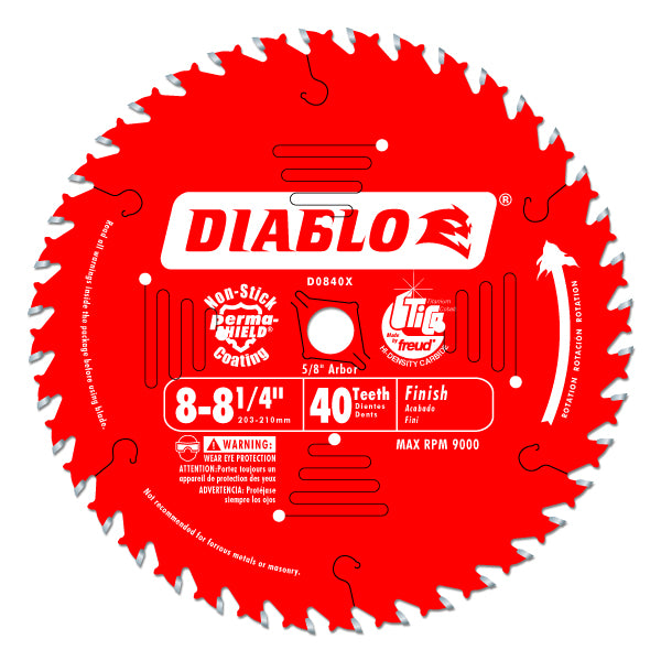 Diablo D0840X ATB Finishing Saw Blade, 8" - 8-1/4" x 40 Tooth