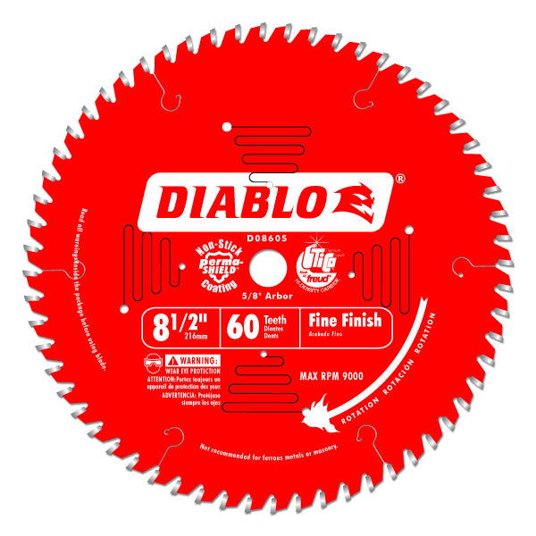 Diablo D0860S Slide Compound Miter Blade, 8-1/2" x 60 Tooth