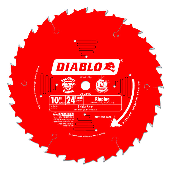 Diablo D1024X Perma Shield Coating Ripping Saw Blade, 10" x 24 Tooth