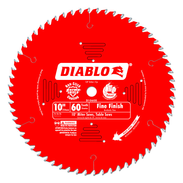 Diablo D1060X Fine Finish Saw Blade, 10" x 60 Tooth, 5/8" Arbor