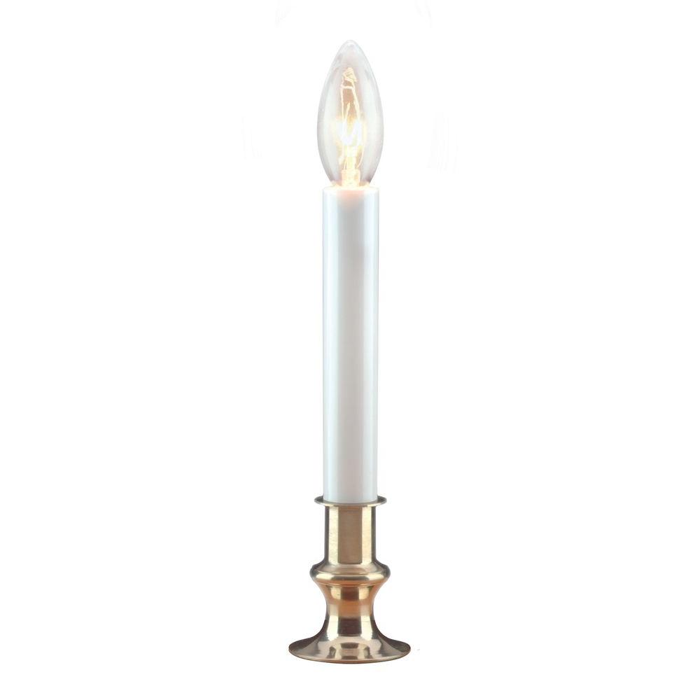 Holiday Wonderland 1519-88 Christmas Brass-Plated Base Electric Candle, 9 inch