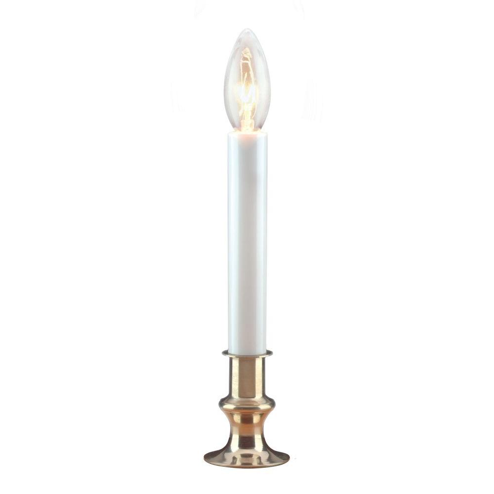 Holiday Wonderland 1519-88 Christmas Brass-Plated Base Electric Candle, 9 inch