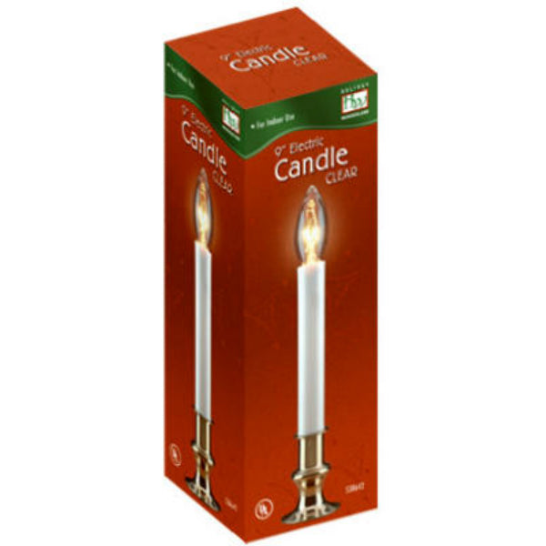 Holiday Wonderland 1519-88 Christmas Brass-Plated Base Electric Candle, 9 inch