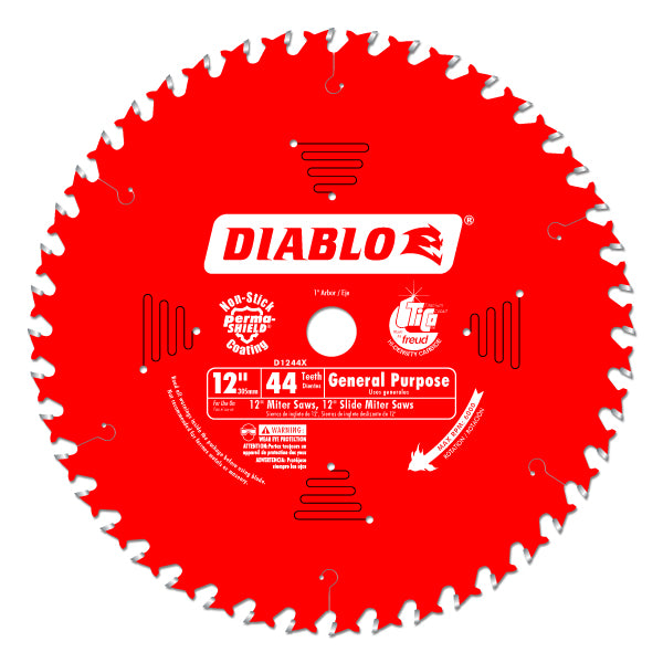 Diablo D1244X General Purpose Saw Blade, 12" x 44 Tooth, 1" Arbor