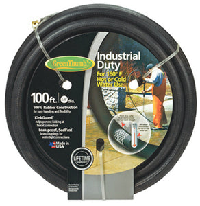 Green Thumb 8650-100 Rubber Garden Hose, 5/8" x 100', Black