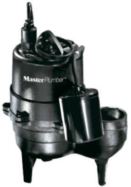 Master Plumber 540155 Cast Iron Automatic Submersible Sewage Pump, 1/2 HP