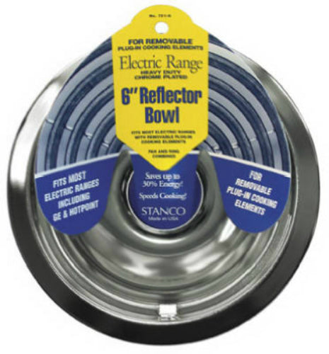 Stanco 701-6 Reflector Bowl For Removable Electric Ranges, Chrome Plated, 6"