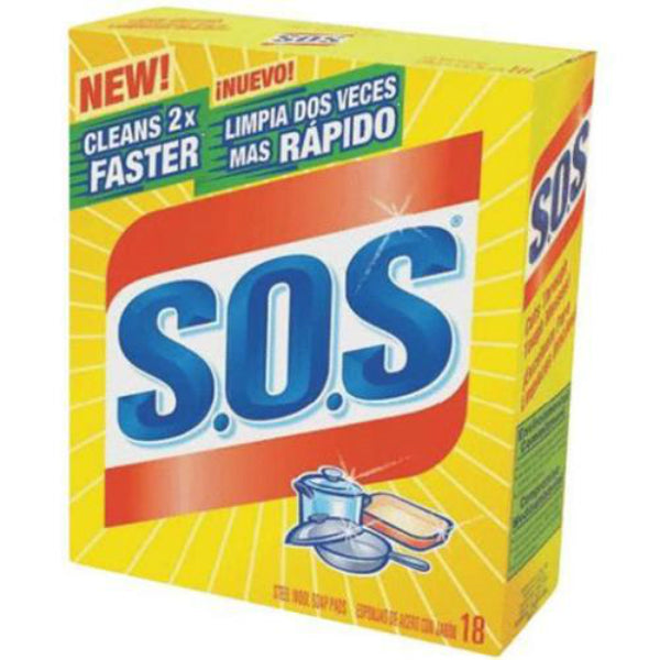 SOS® 98018 Steel Wool Soap Pad, 18-Count