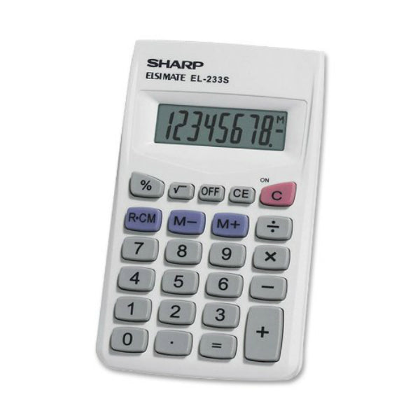 Sharp® EL233SB LCD Display Calculator, 8 Digit, 3-Key Memory